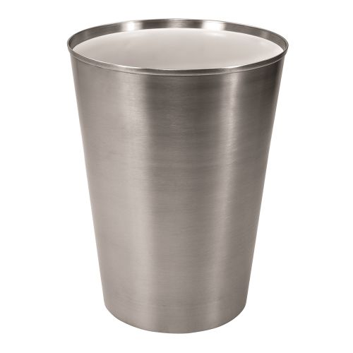 Grand Bath Collection Wastebasket with Liner, 9.5 Quart, Brushed Stainless